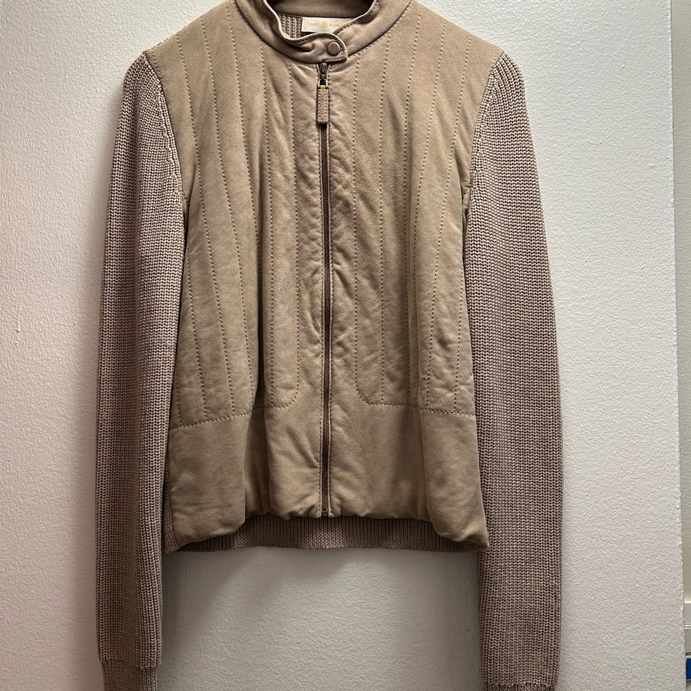 Tory Burch Women's Bomber Style Jacket - suede and wool